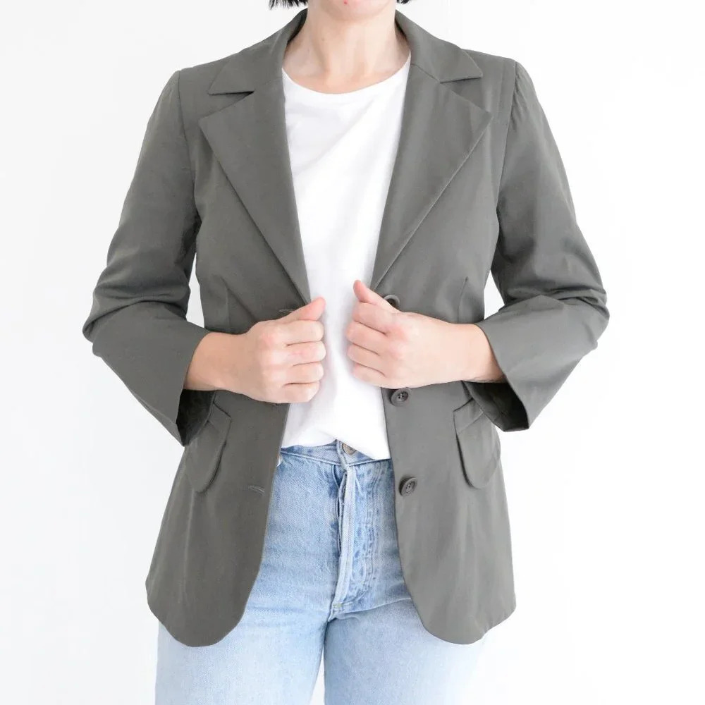 Miu Miu Olive 48% Wool Three Button Blazer Size 42